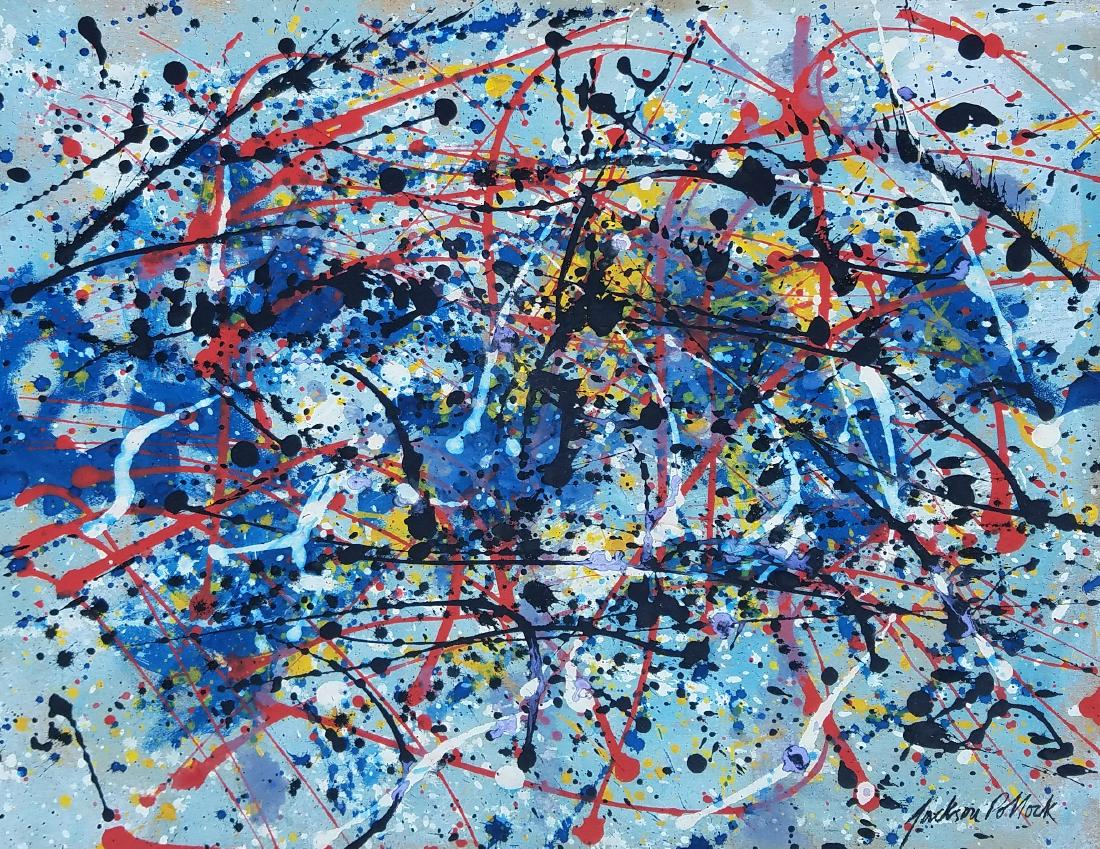 Mixed Media On Paper Jackson Pollock: 10-3/4" x 14" excellent condition