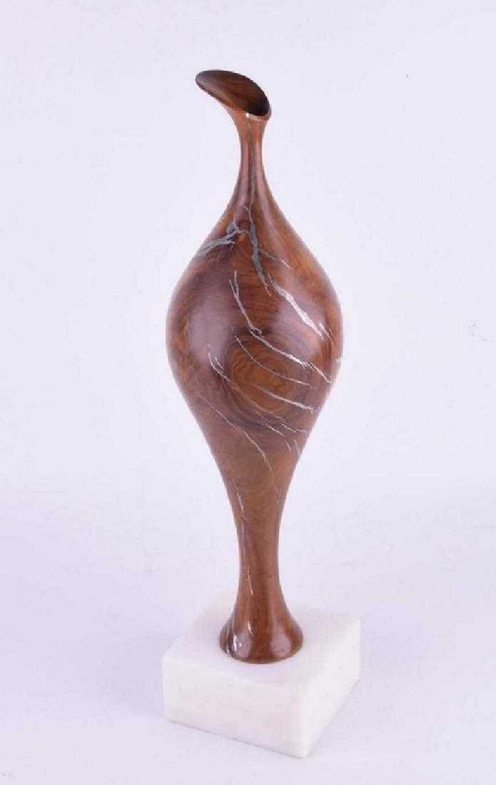 Paul EVANS (1931-1987) - Vase: 18.5" x 4.5". Excellent. Wood and silver with marble base. 20th Century
