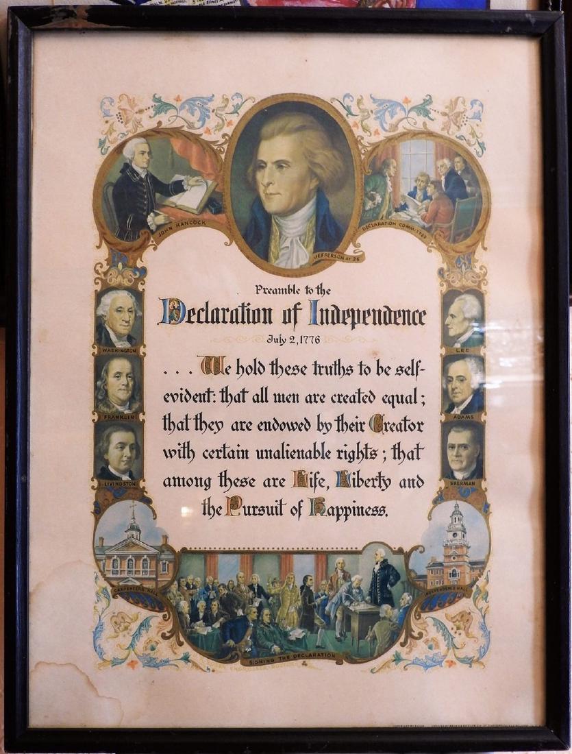 DECLARATION OF INDEPENDENCE ANTIQUE COLOR PRINT (1 of 1)