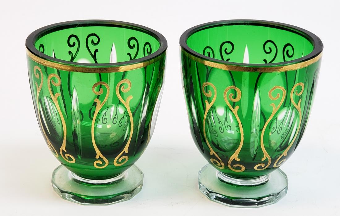 MOSSER BOHEMIAN GREEN GLASS CUPS (1 of 1)