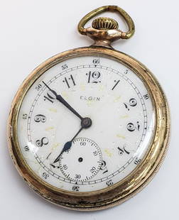 ANTIQUE ELGIN WATCH COMPANY POCKET WATCH: 17 JEWELS, GOLD PLATED, LARGE SIZE