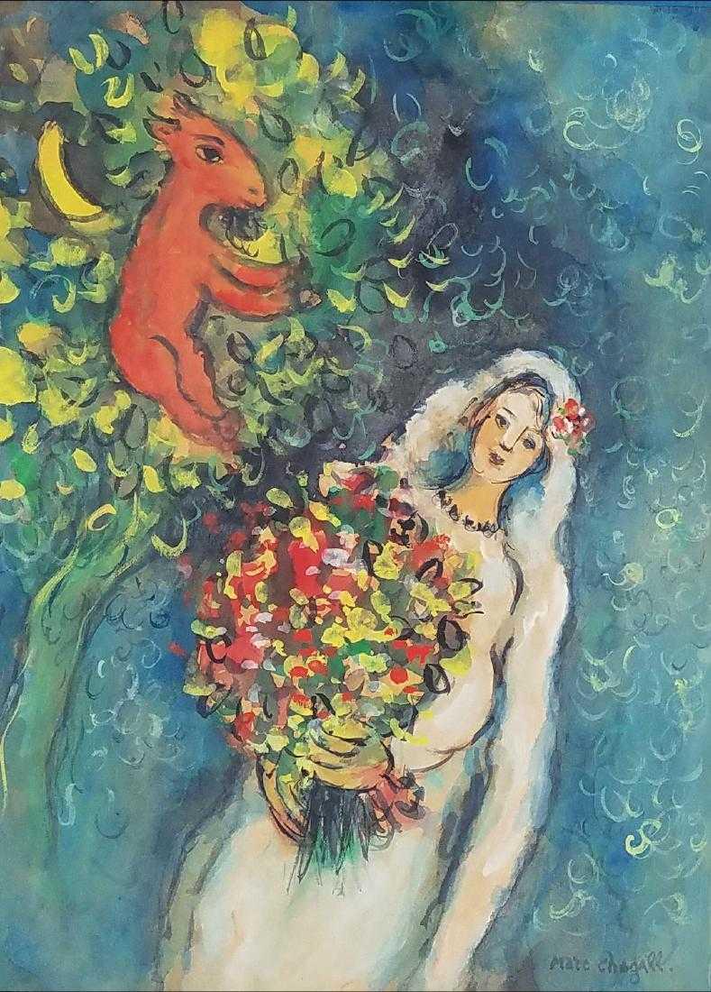 COLOR PASTEL ON PAPER SIGNED Marc Chagall: 12.25" X 9" EXCELLENT CONDITION