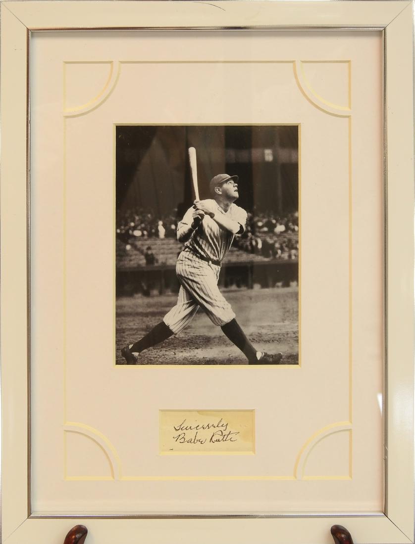 Babe Ruth signed photograph: Babe Ruth signed black and white photograph with COA and framed, 13" x 9.75" with frame, excellent condition, private collection