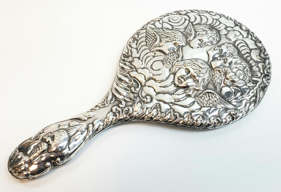 ANTIQUE SILVER OVERLAY DRESSER MIRROR (1 of 2)