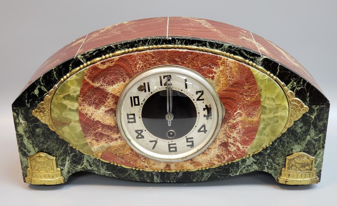 ANTIQUE RED AND BLACK ONYX MANTLE CLOCK (1 of 2)