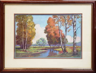 JOHN HENDERSON PASTEL ON PAPER: 11.50" X 17.75" EXCELLENT CONDITION