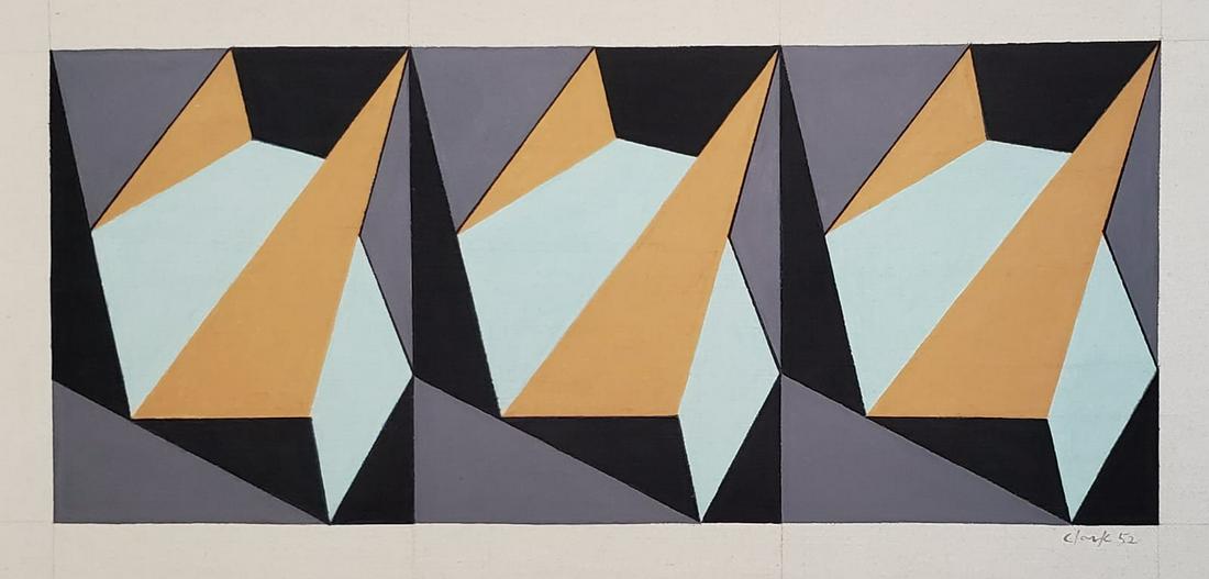 Lygia CLARK (Attrib.) (1920-1988): mixed media on canvas dated 1952 9.50" x 19" excellent condition