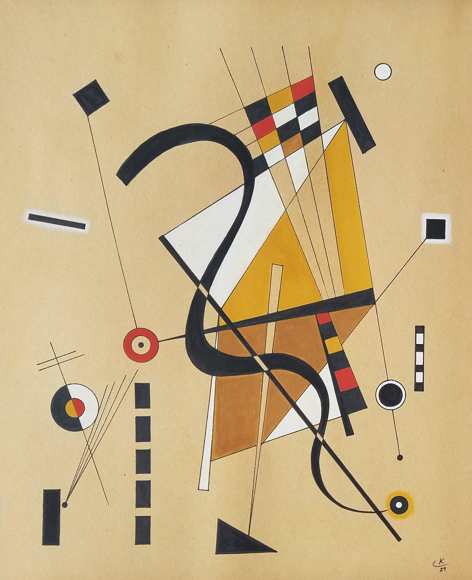 Wassily Kandinsky (attrib.) MIXED MEDIA ON PAPER: 14" X 11" EXCELLENT CONDITION