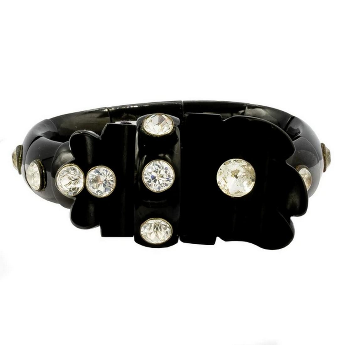 Celluloid Crystals Bakelite Bracelet (1 of 4)