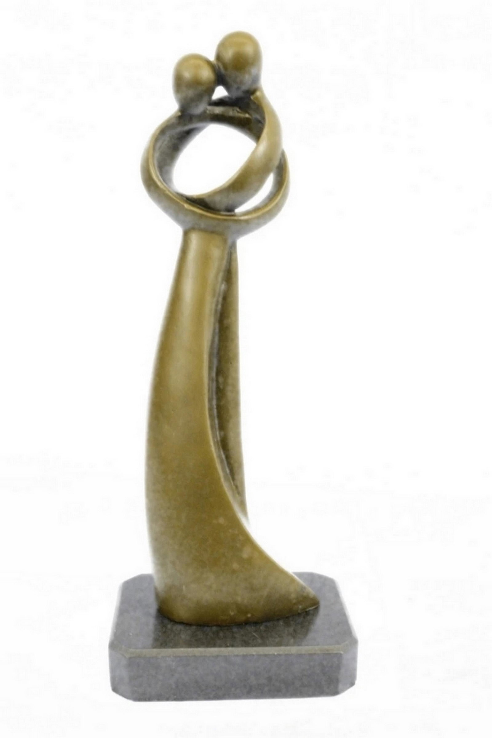 MILO ABSTRACT KISSING BRONZE SCULPTURE: Dimensions: Height 12'' x Width 5''Approximate Weight: 5 LBS. An abstract creation portraying two beings becoming one. The piece takes on the shape of the infinity symbol suggesting an eternal unity b