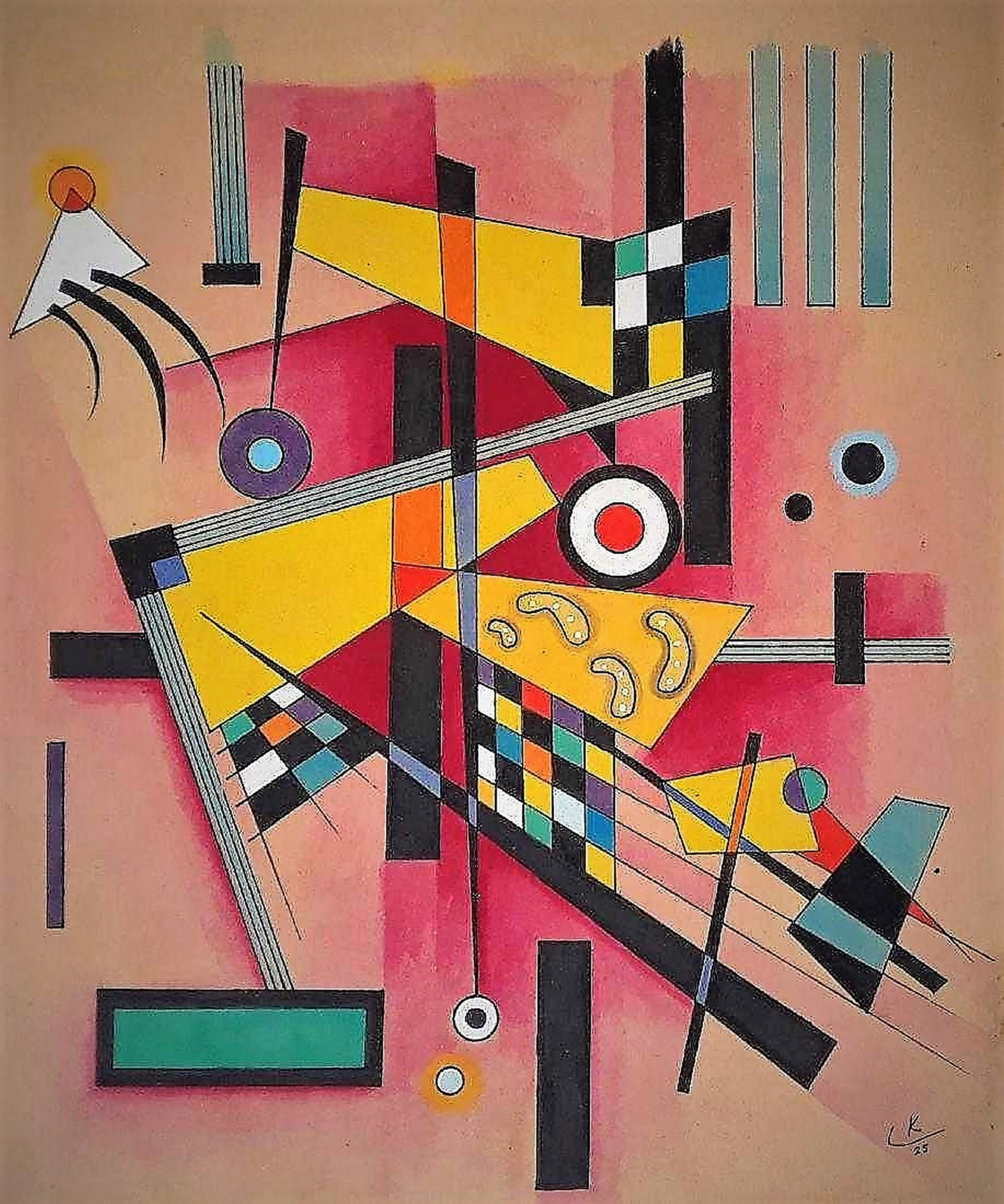 Wassily KANDINSKY (attrib.) (1866-1944): MIXED MEDIA ON PAPER 13.50" X 11.25" FRAMED AND IN EXCELLENT CONDITION