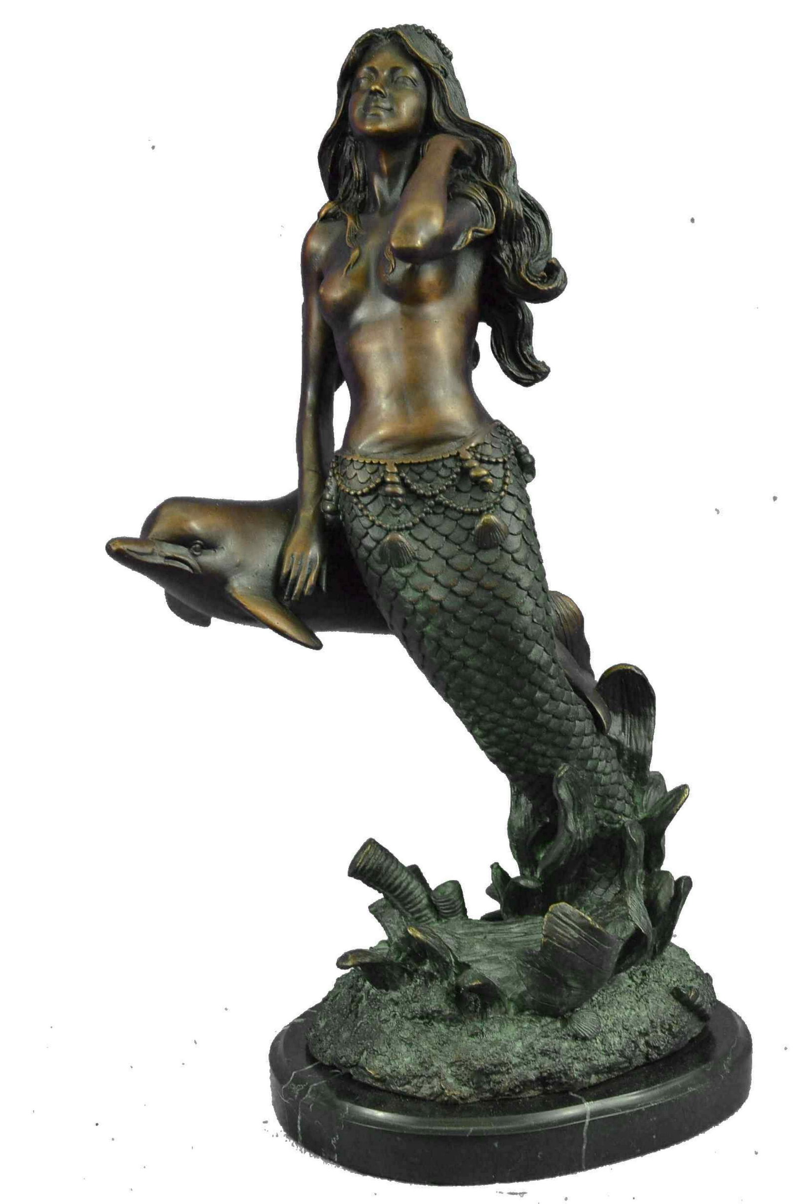 Milo Mermaid Bronze Sculpture: Dimensions: Height 14'' x Width 8''Approximate Weight: 10 LBS