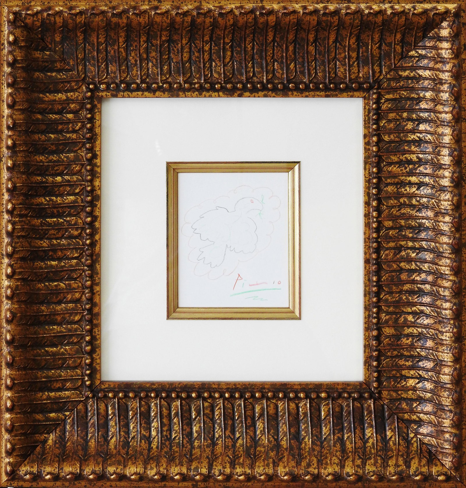 Picasso color pencil on paper "Dove" (1 of 2)