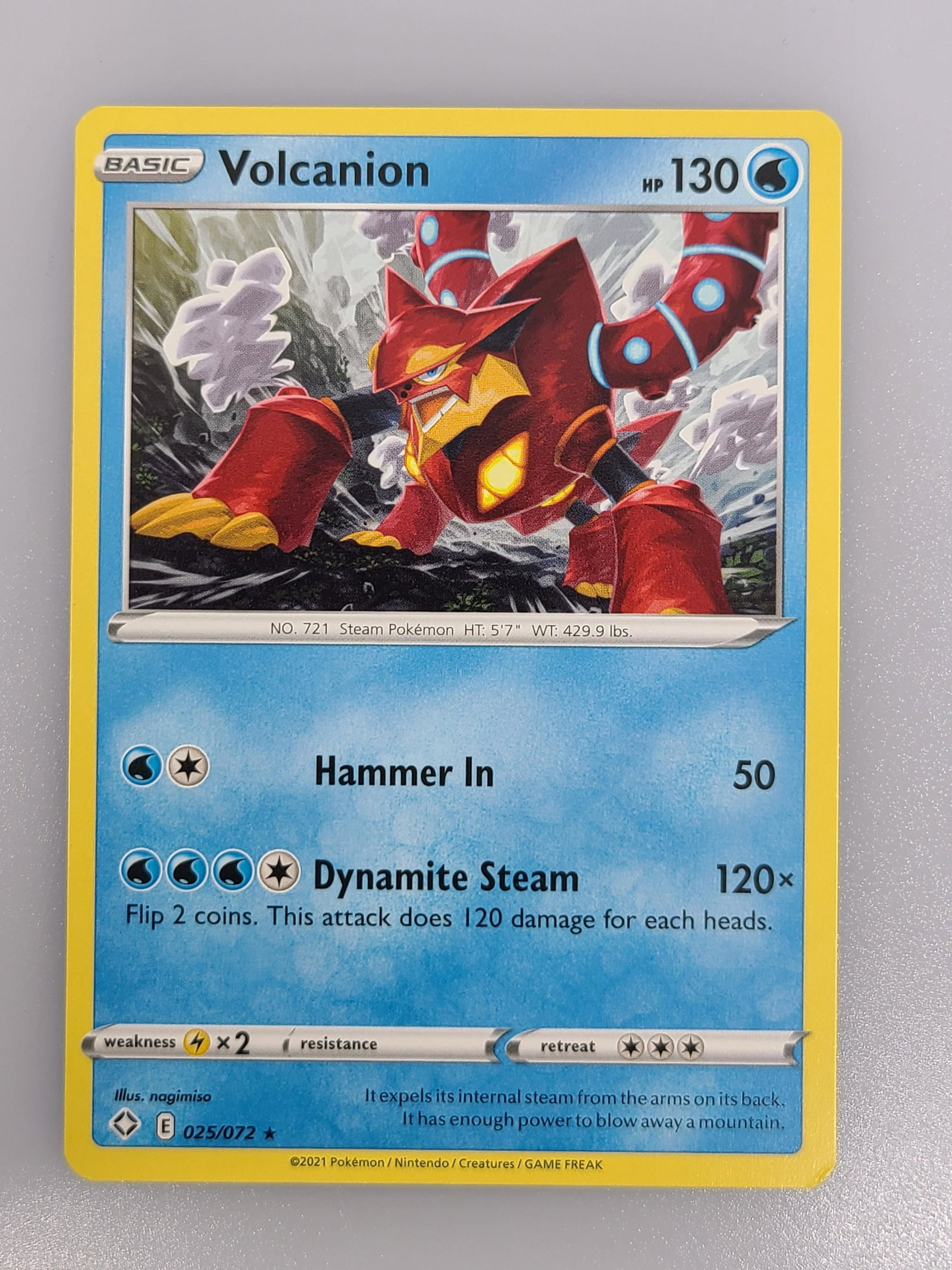 Volcanion Pokemon Card: Pokemon Rare Reverse Holo Foil Volcanion Card 025/072 Shining FatesBrand New