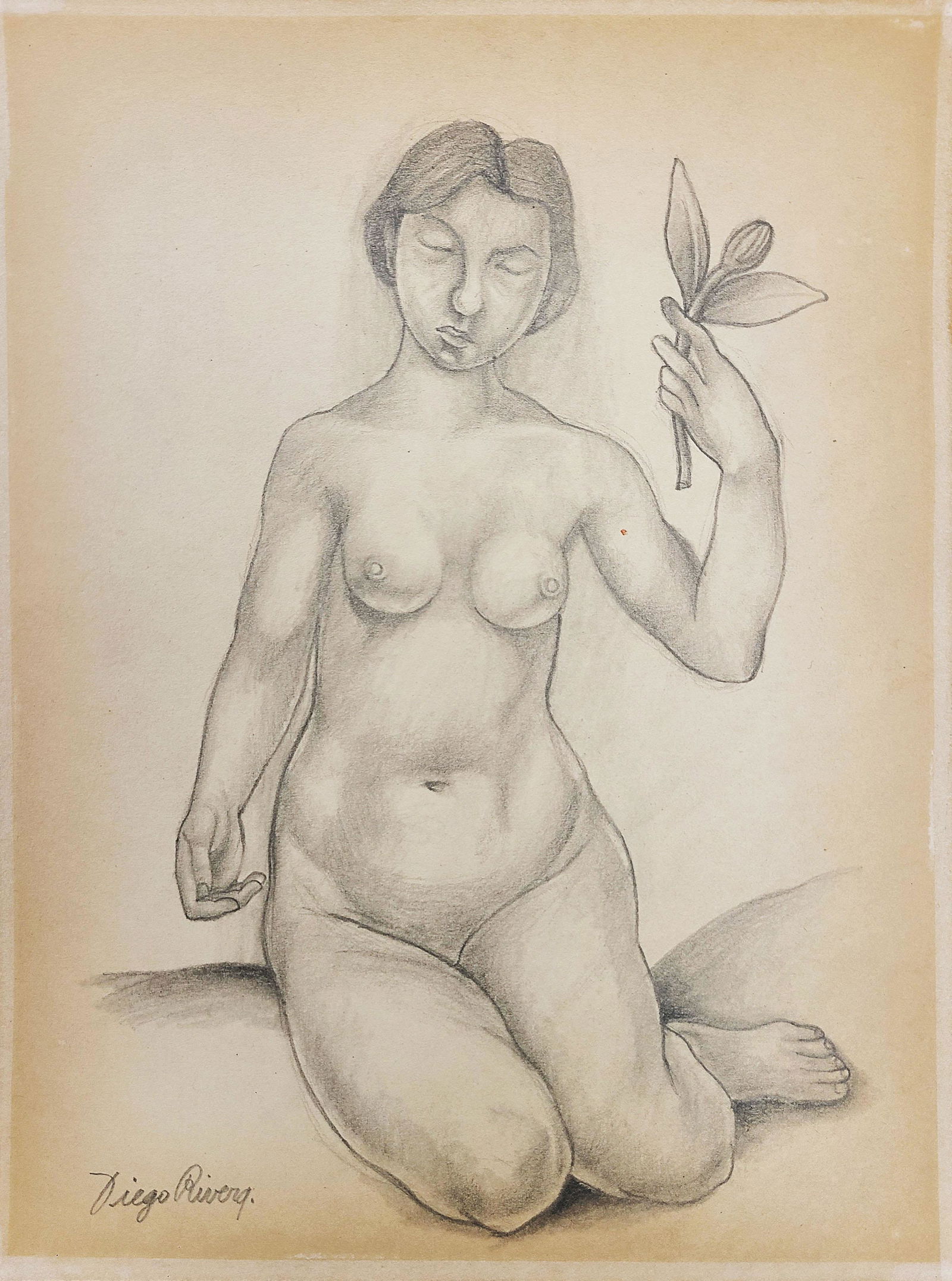 Manner of Diego Rivera "Woman" Painting: Pencil on Paper. Measures 11.75"x 9"