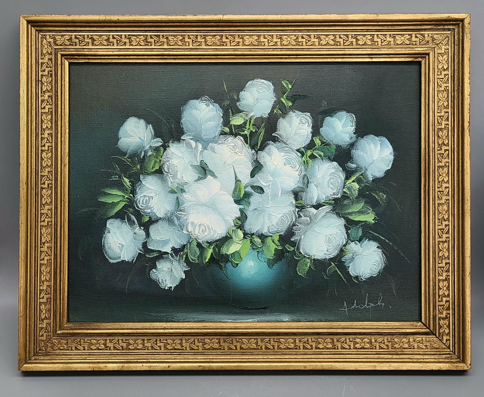 ADOLPH OIL ON MASONITE "STILL LIFE": 12.25" X 16.25" EXCELLENT CONDITION