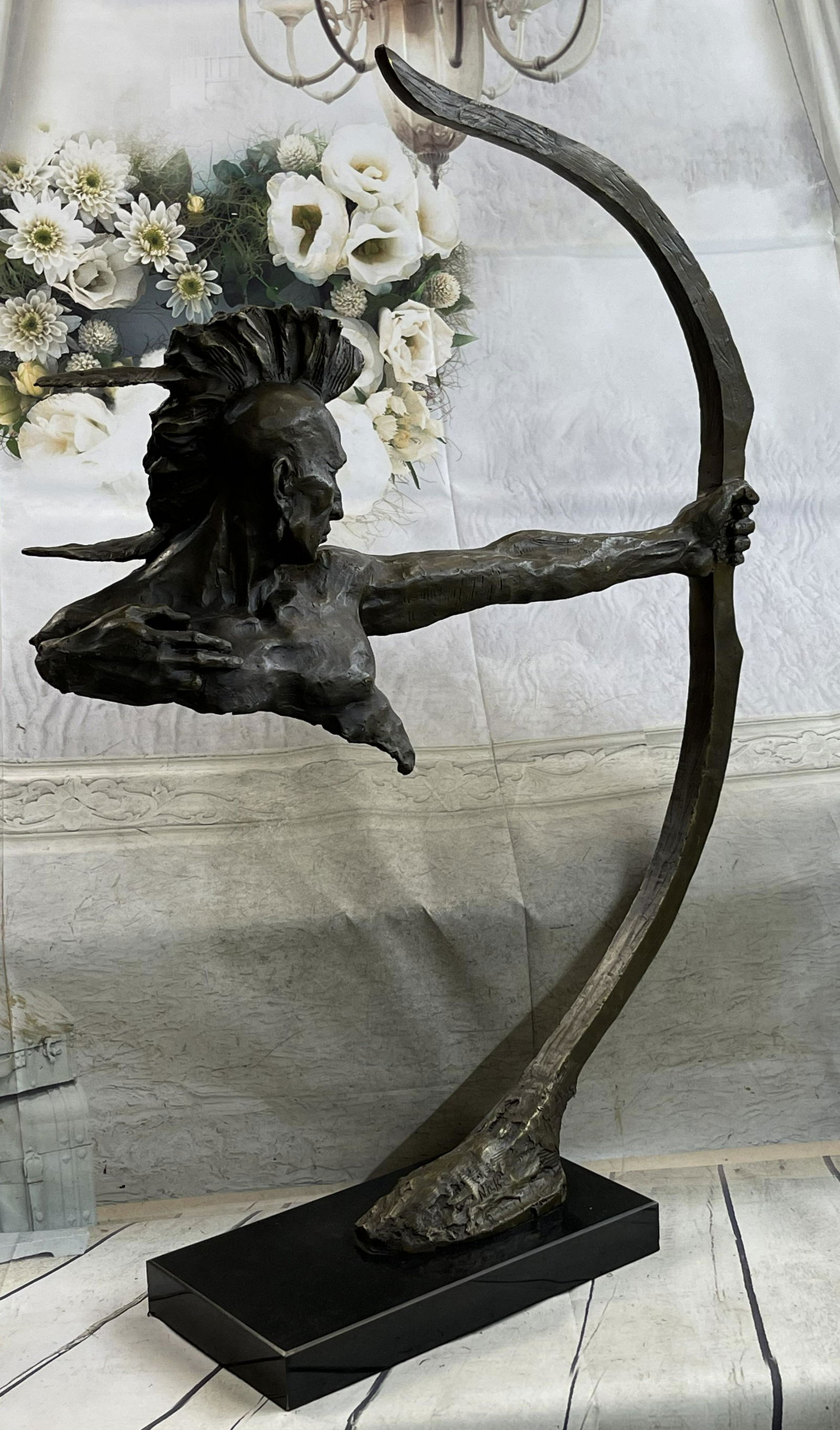 Nick Native American Indian Warrior Chief Bronze Bust (1 of 1)