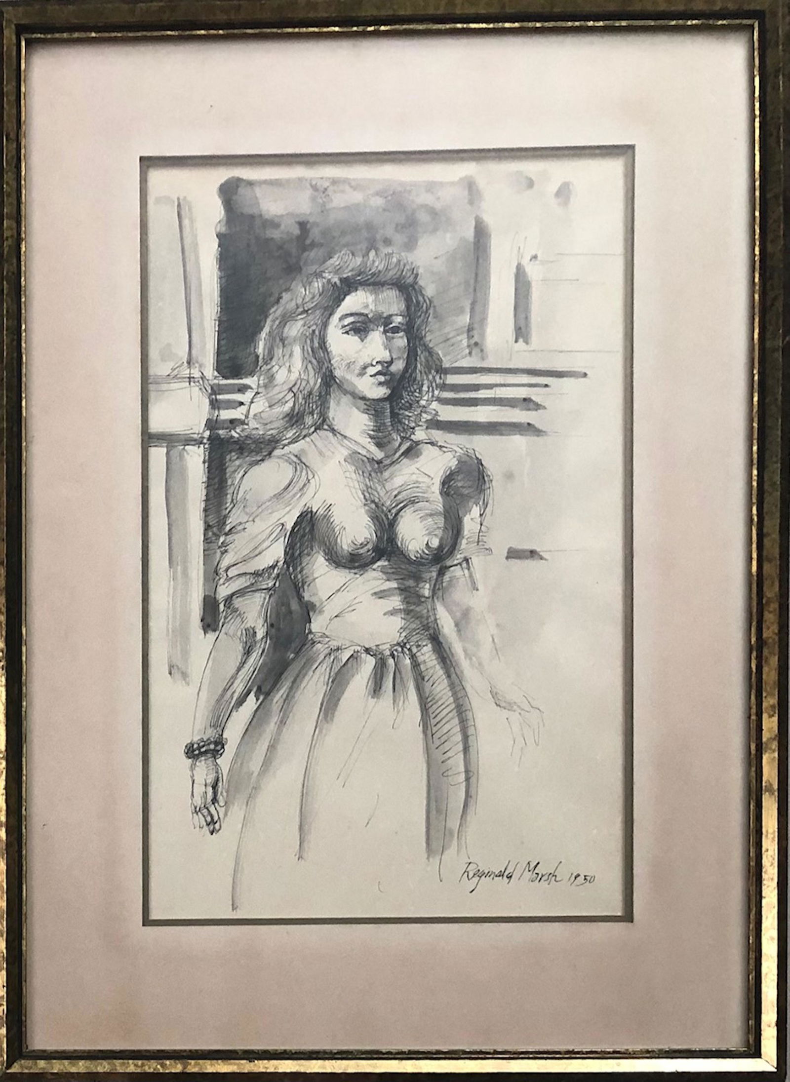 Reginald Marsh: Reginald Marsh Ink gouache paper 12”x7.5”