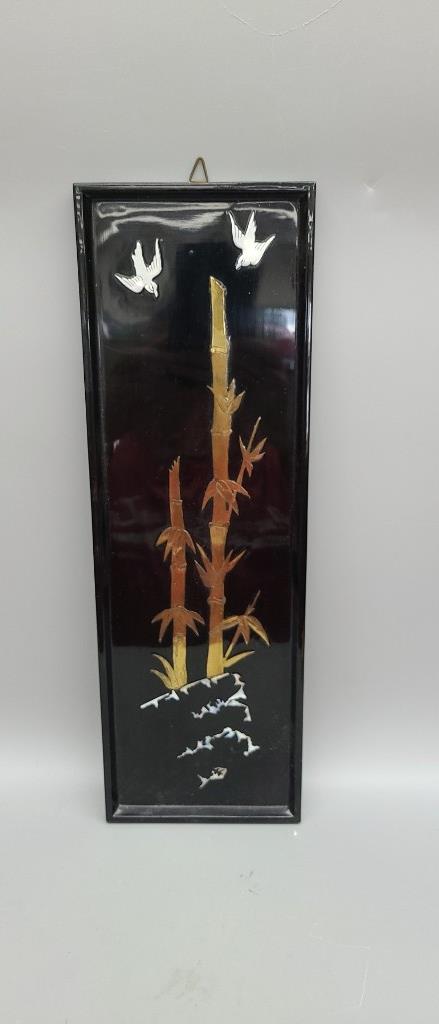 Vintage Korean hand painted wall plaque 18" x 6": Vintage Korean hand painted wall plaque 18" x 6"