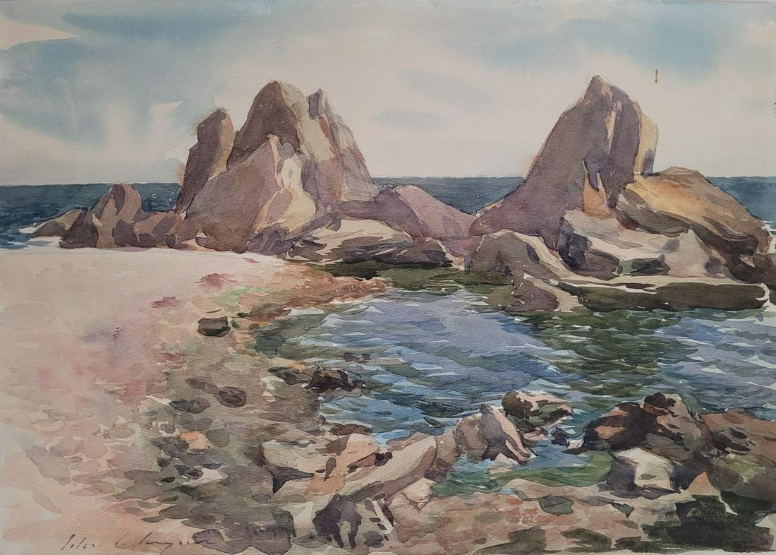 John Singer Sargent Atribute: Watercolor on Paper. 10.75" x 15.25"