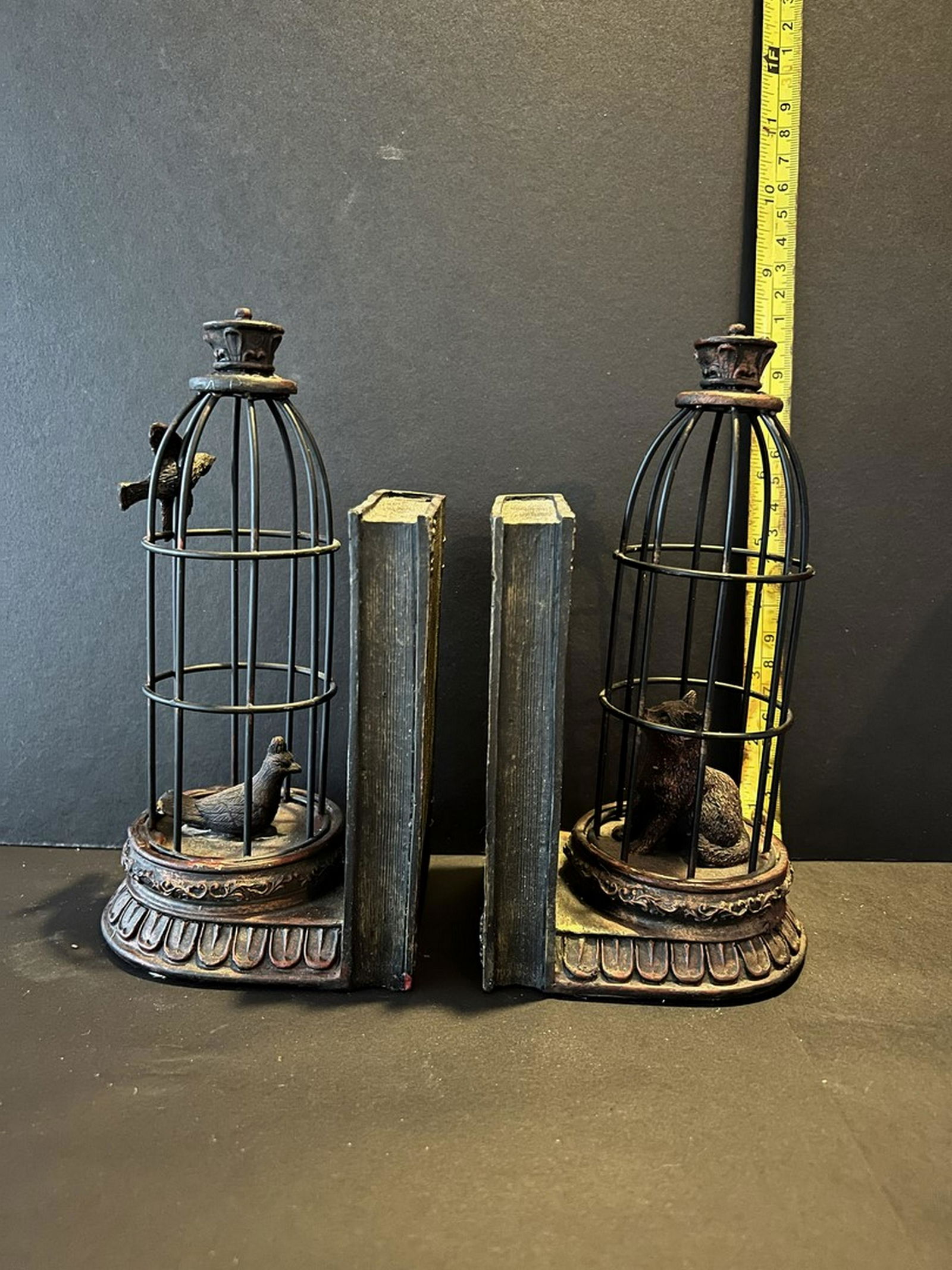 antique caged animals metal bookends (1 of 4)