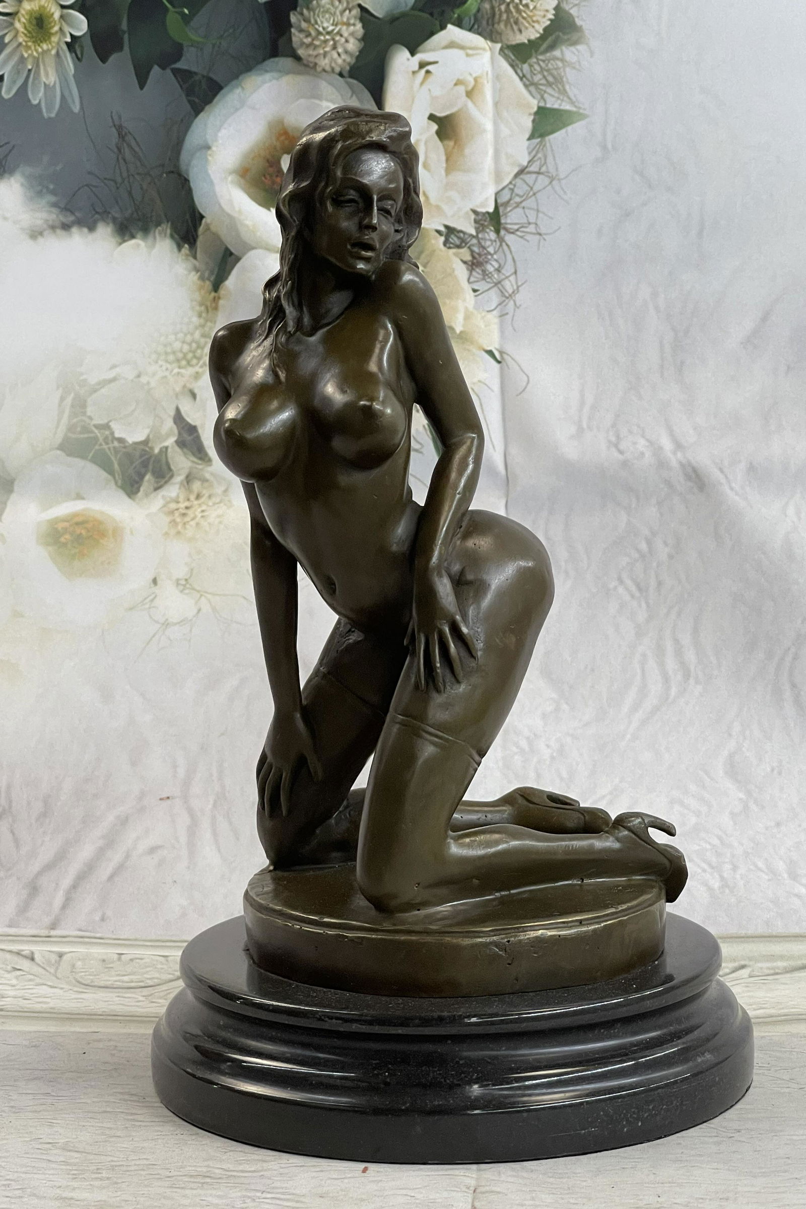 Preiss Sexy Woman w/ Large Breast Bronze Sculpture (1 of 4)