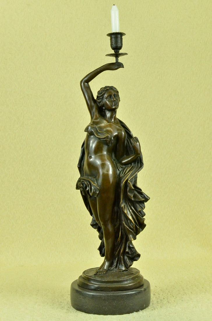 A.Canova Original Signed Hot Cast Candle Holder Candelabra Bronze: Total Dimensions: Height 22'' x Width 7''Approximate Weight: 21 LBSOriginal Reproduction: Reproduction