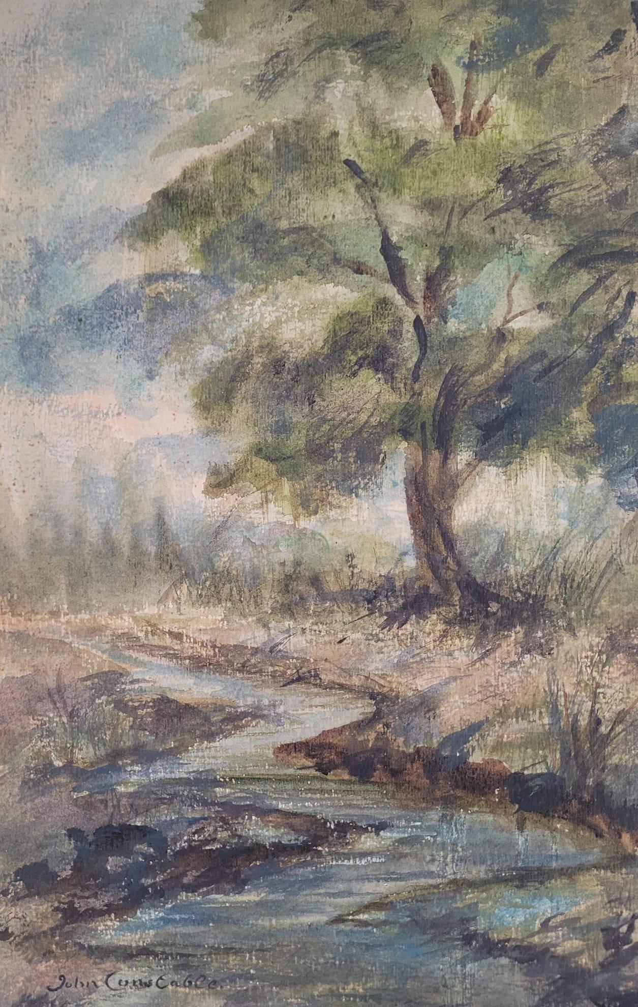 John Constable Attrib: oil on paper 13"3/4 x 9"