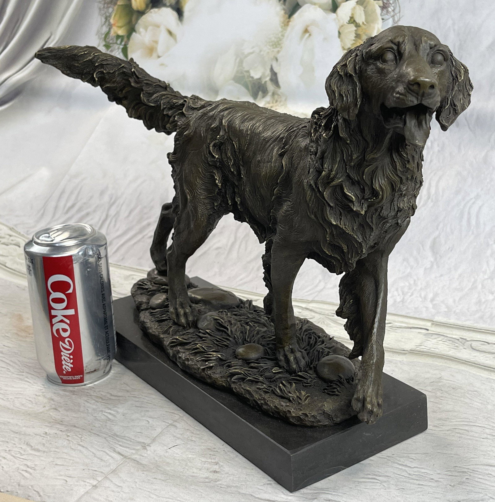 GOLDEN RETRIEVER SIGNED BARYE BRONZE (1 of 4)