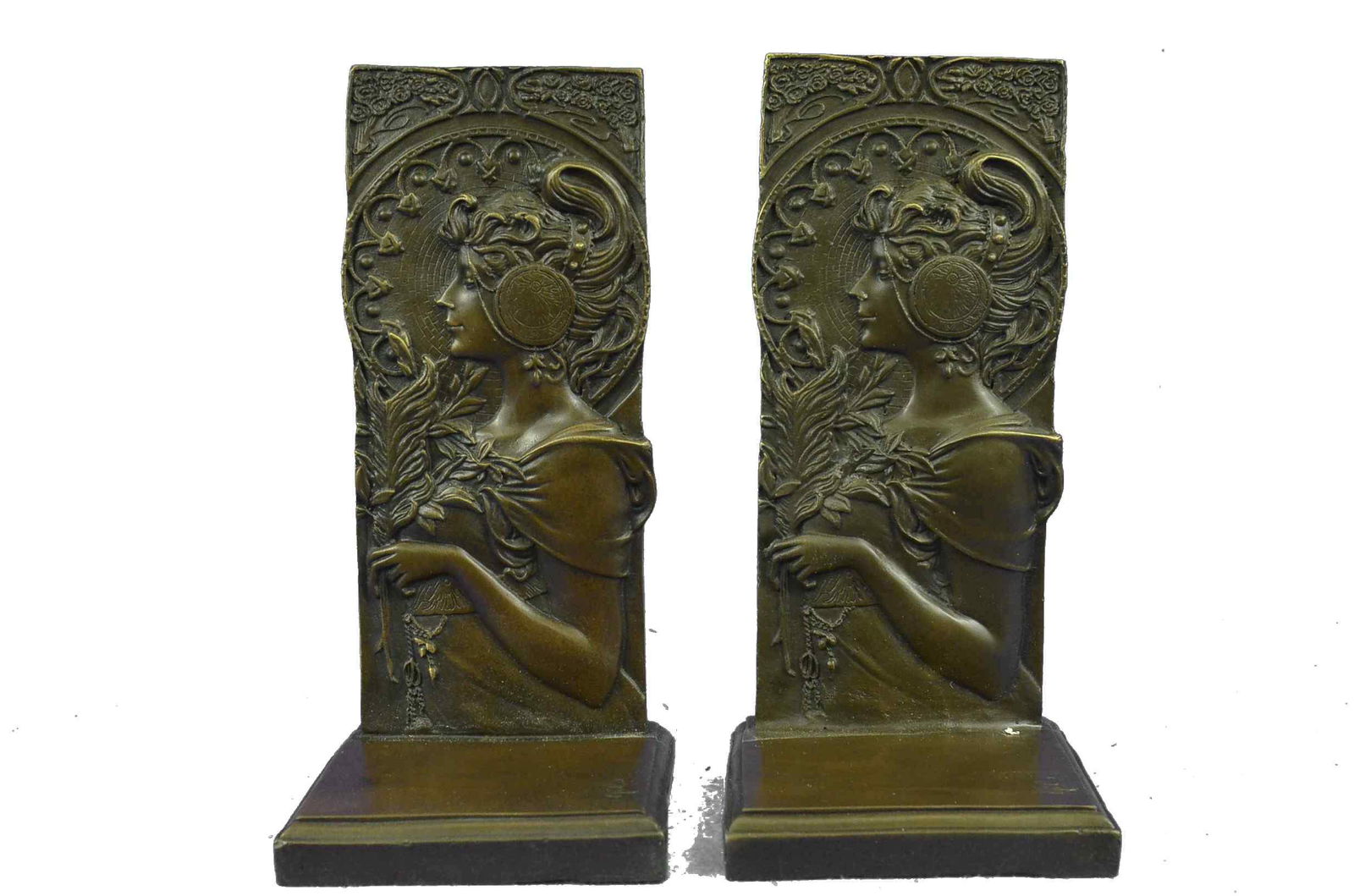 Handmade Girl Sculpture Bookends Bronze (1 of 3)