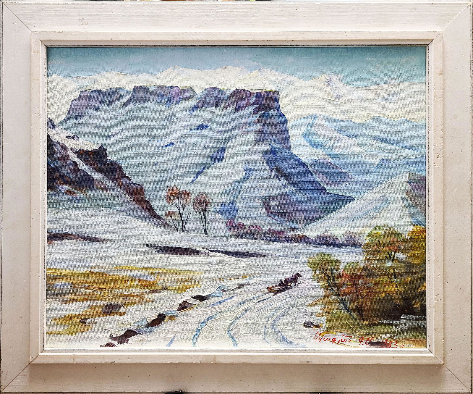 Winter Scene" oil on canvas unknown artist (1 of 2)