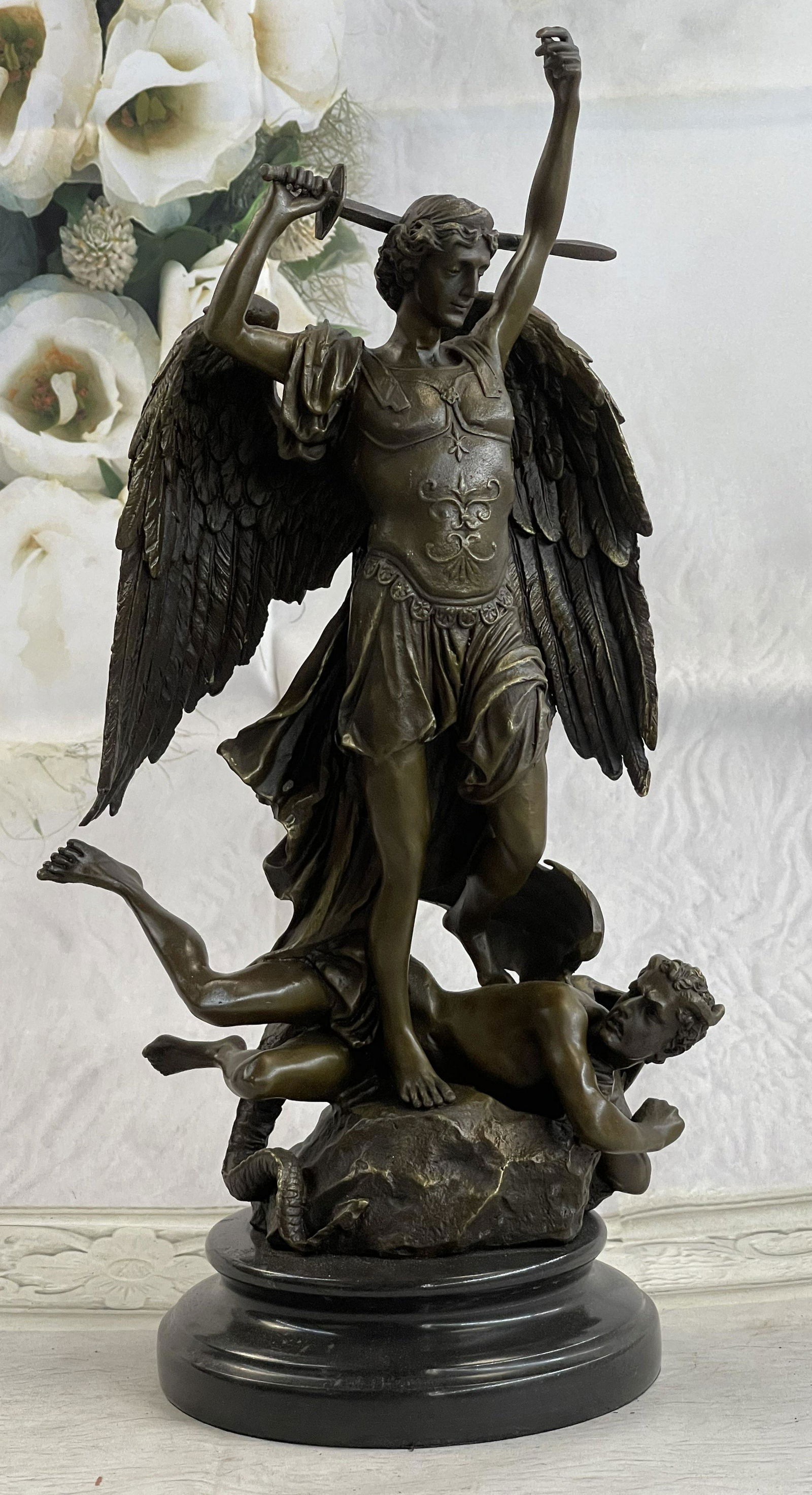 Carpeaux Good Vs Evil Angel Striking Devil Bronze (1 of 4)