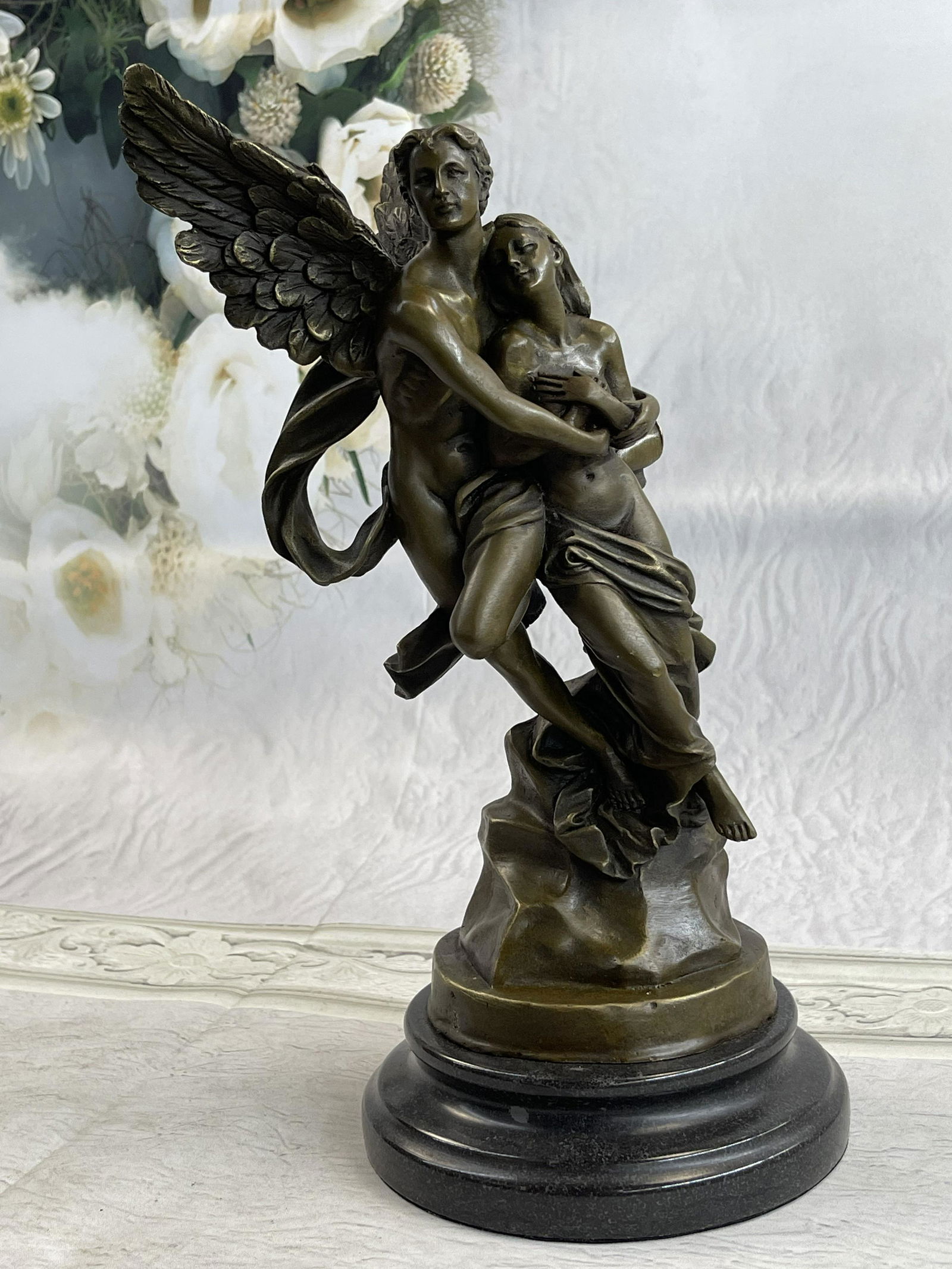 Bouguereau Lovely Sculpture of a Romantic Couple Bronze Sculpture Statue (1 of 4)