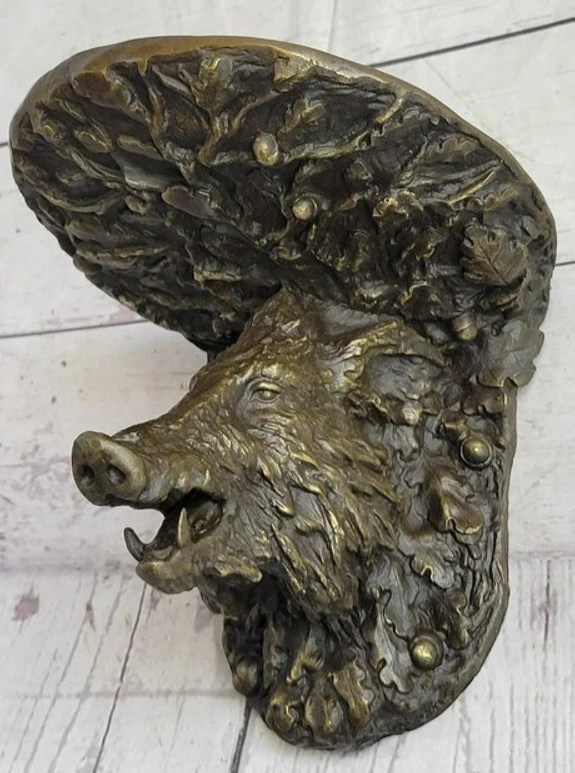 Heavy Solid Cast Bronze Wall Brackets Sconces Shelf Boars Acorns Sculpture Gift (1 of 5)