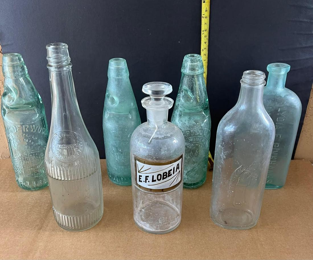 Vintage old glazed bottles set of 7: Vintage old glazed bottles set of 7