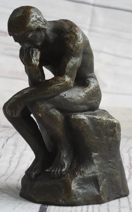 Auguste Rodin The Thinker Thinking Man Nude Male Figure Bronze Sculpture Statue: Total Dimensions: Height 5'' x Width 3''Approximate Weight: 2 LBSOriginal Reproduction: Reproduction