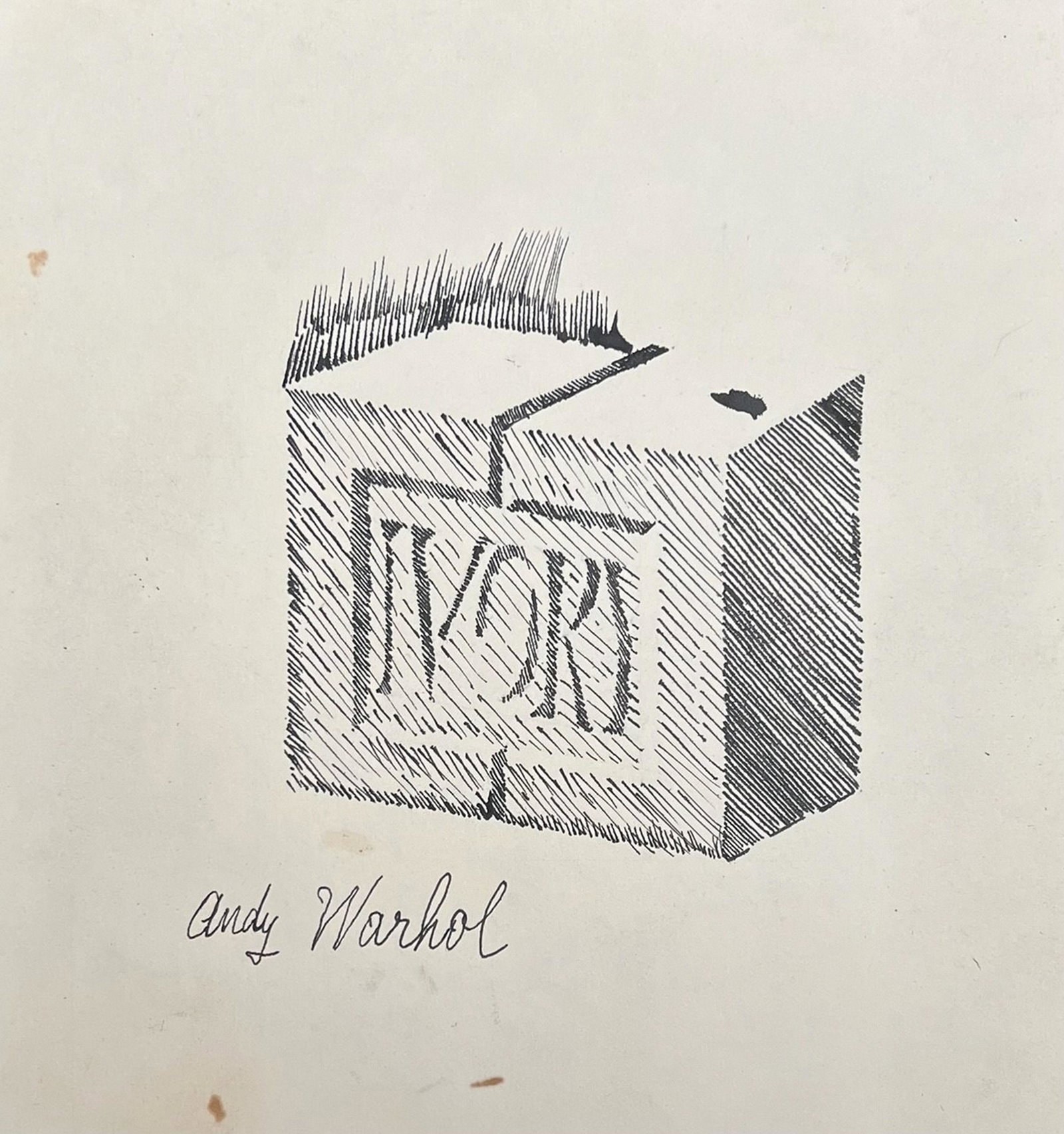 Andy Warhol attributed.: Ink on paper 9”x8.5”