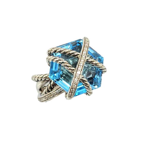 David Yuerman Blue Topaz Diamonf Ring