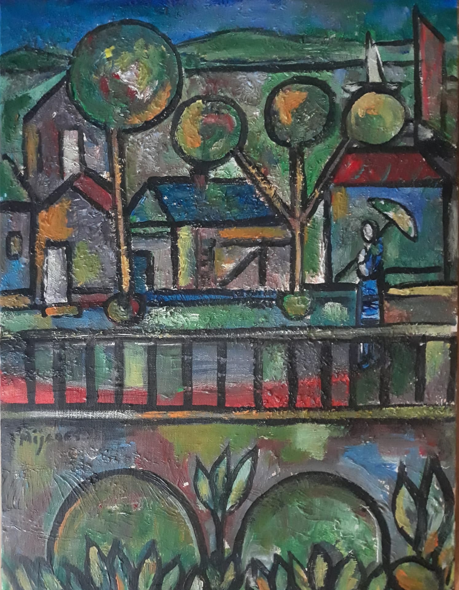Jose Mijares: oil on canvas 16" x 12" circa 1940's