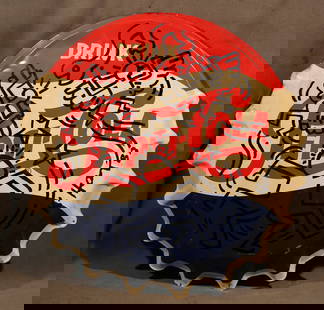 Keith Haring attrib: Marker on Pepsi Metal sign 30 diameter