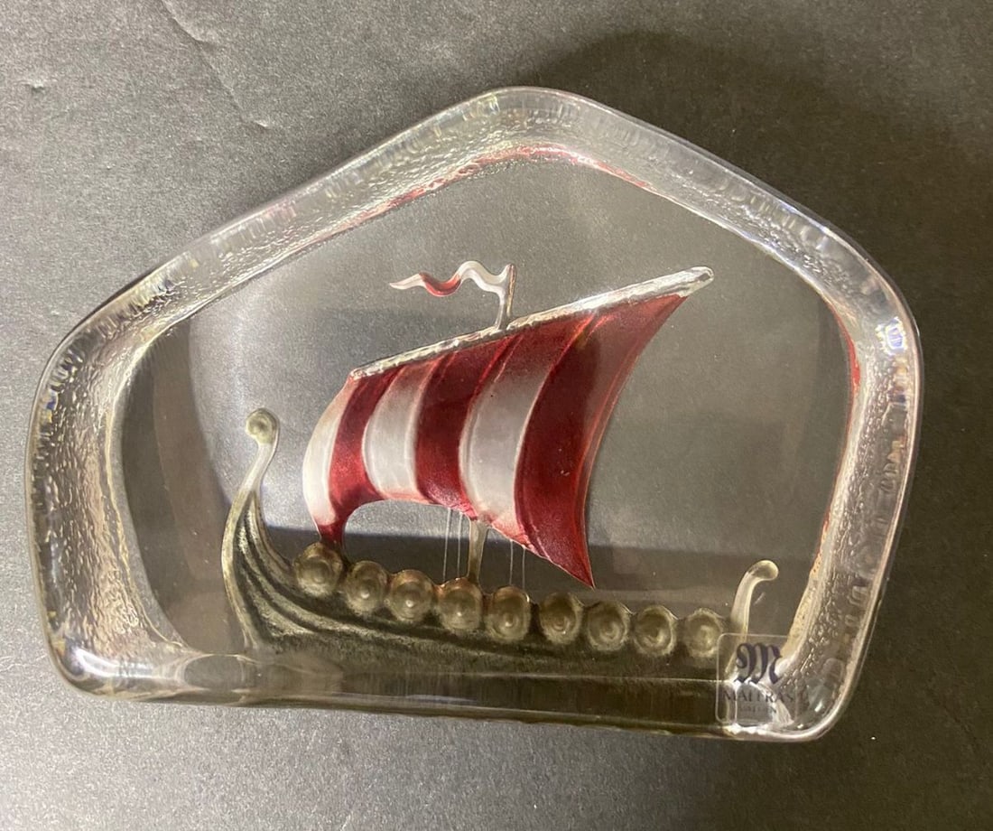Mats Jonasson Crystal Viking Ship Sculpture (1 of 3)