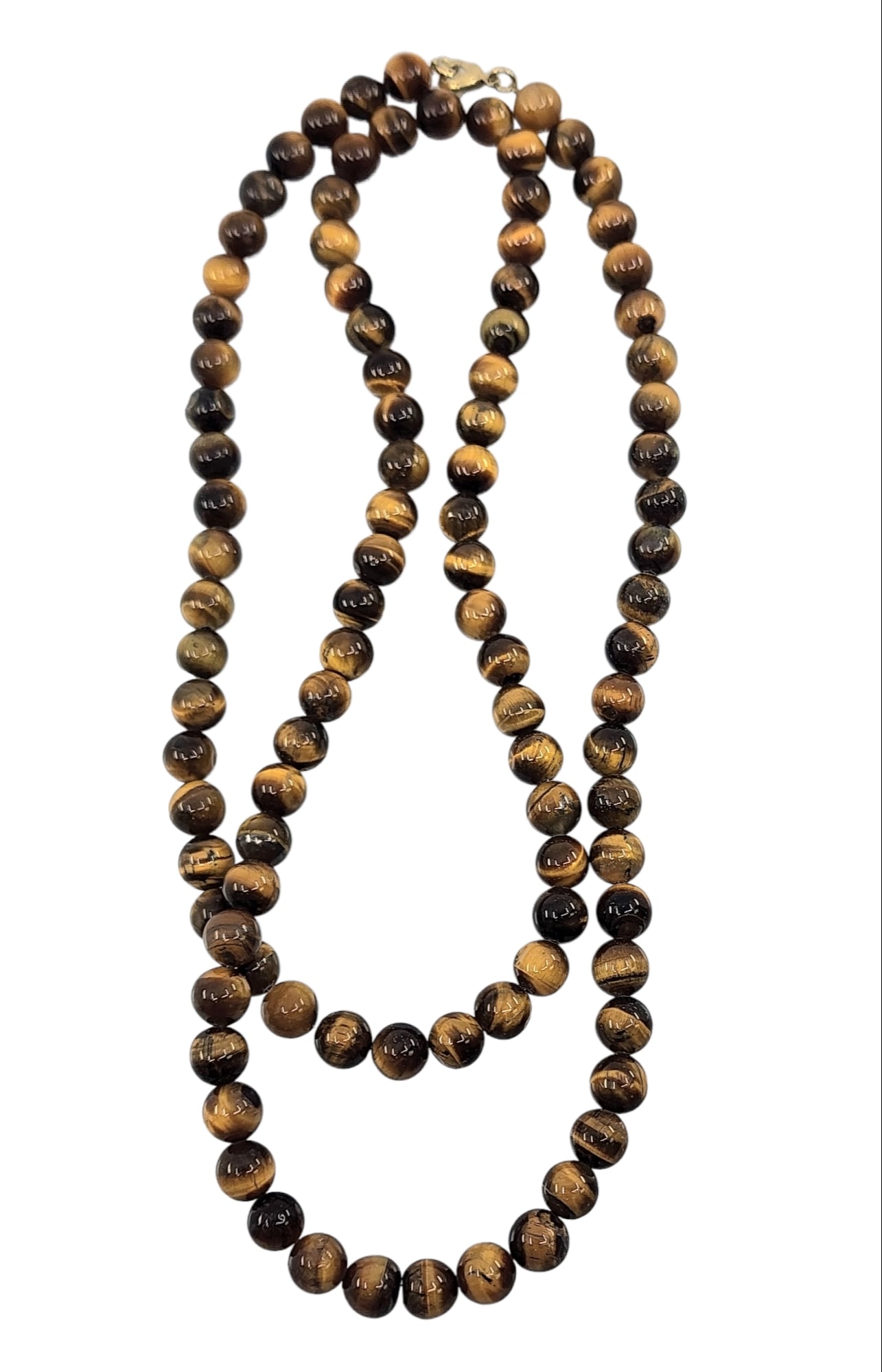 vintage tiger eye beads necklace: 32" excellent condition