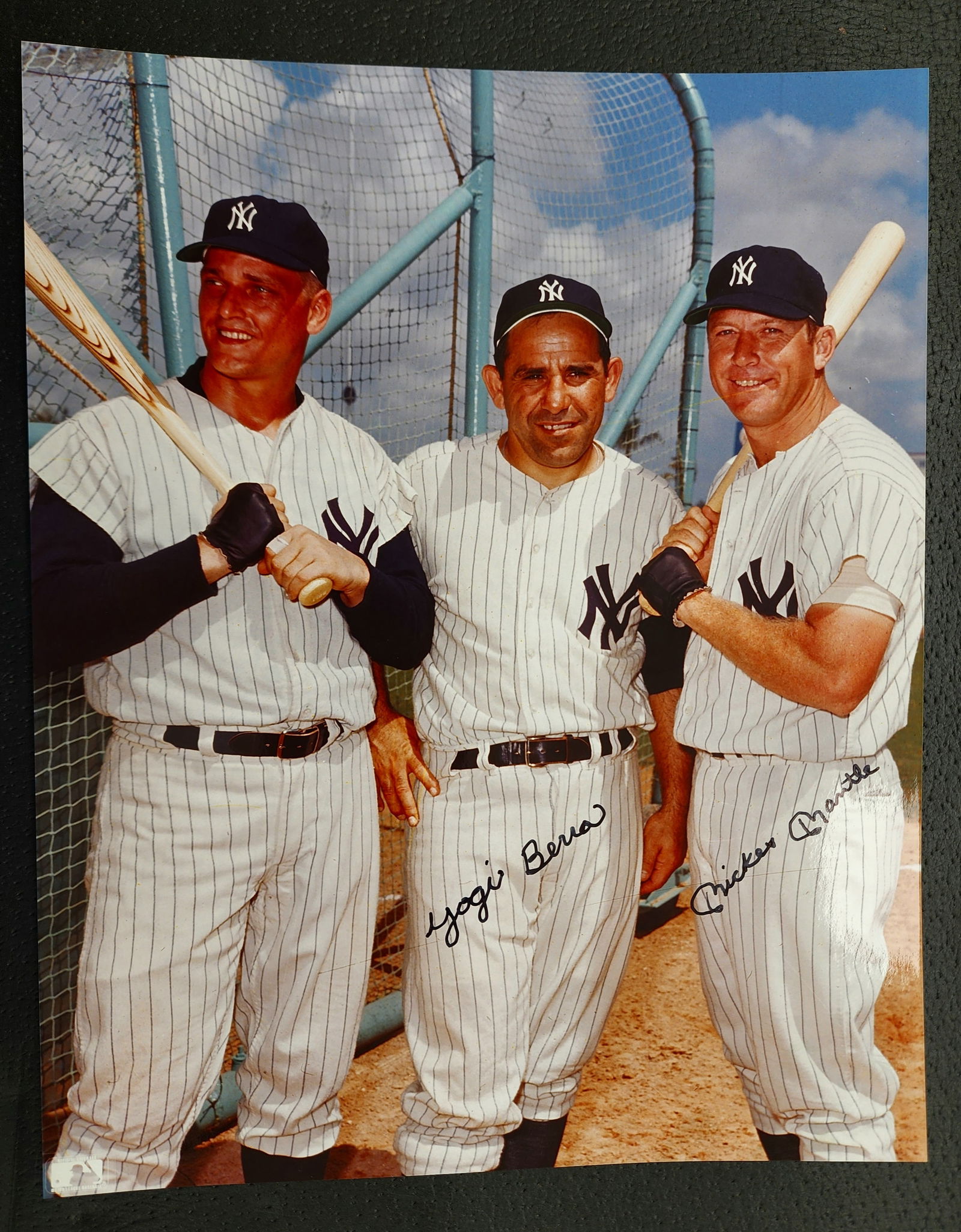 MICKEY MANTLE ROGER MARIS AND YOGI BERRA SIGNED COLOR PHOTOGRAPH (1 of 1)