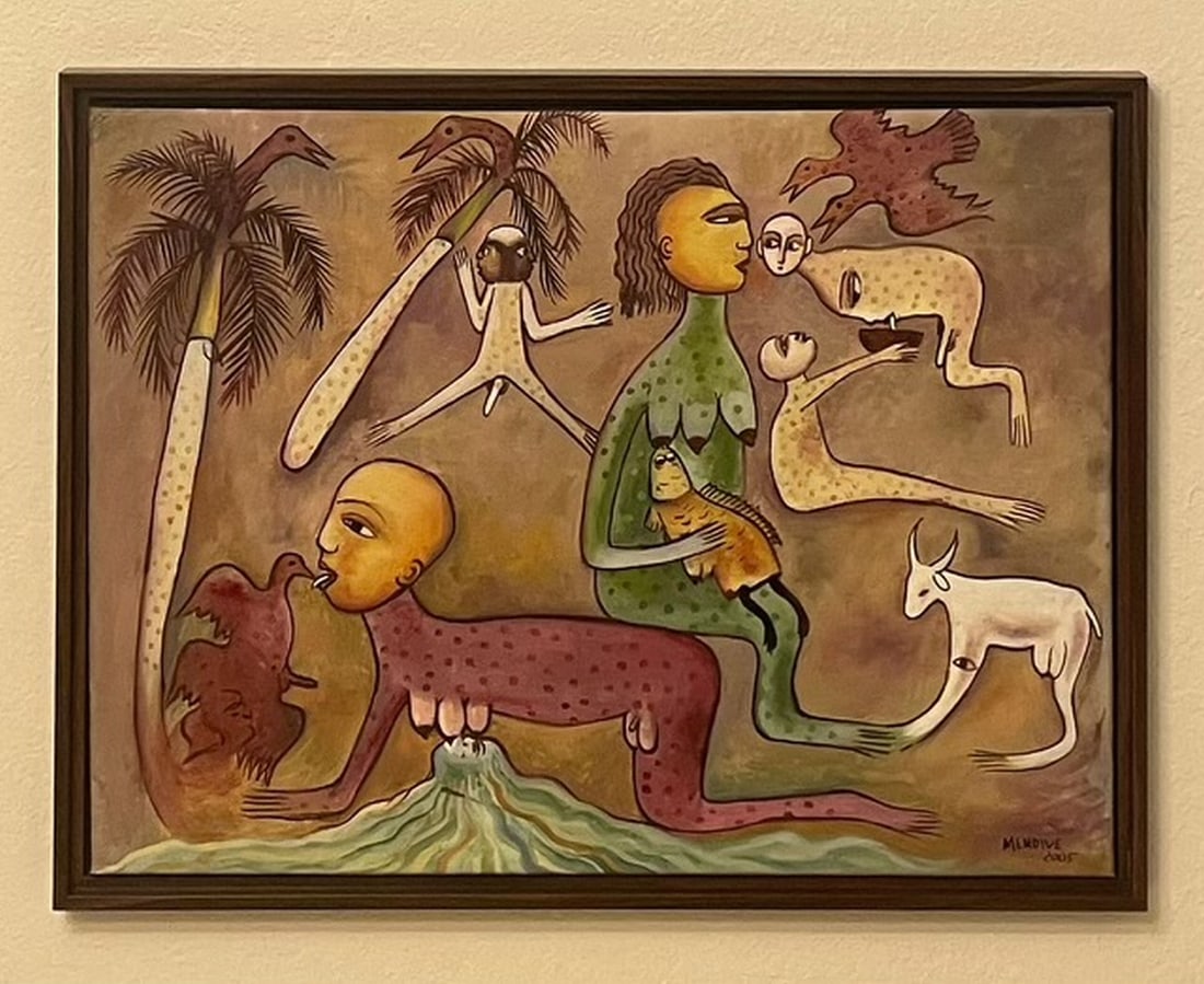Manuel Mendive: 53cm x 70 cm. Mix media on Fabric