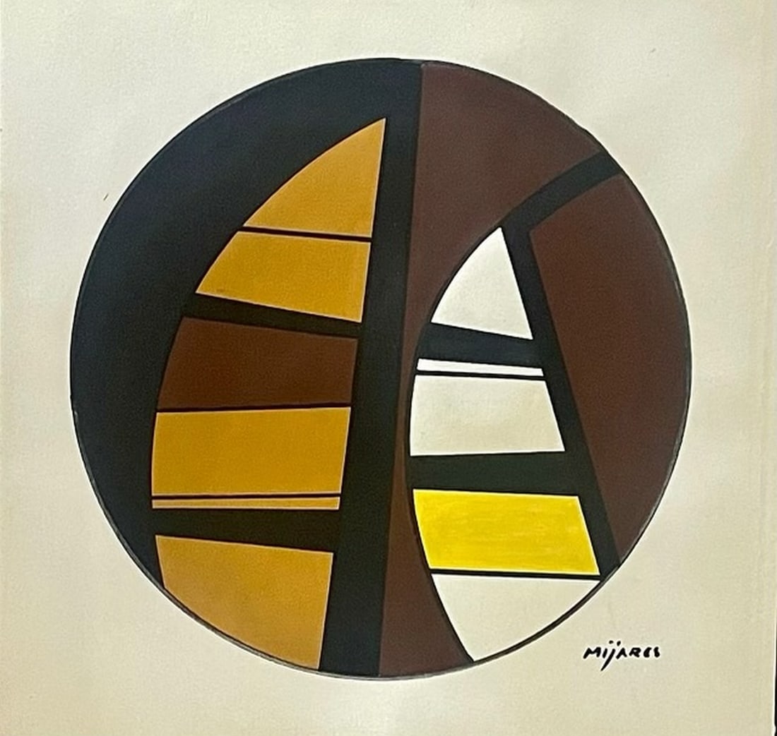 Jose Maria Mijares: (Sketch for Decoration of Ceramic and enamel Dishes) Medium: Acrylic and Ink on Cardboard. 12.9"x13.5"