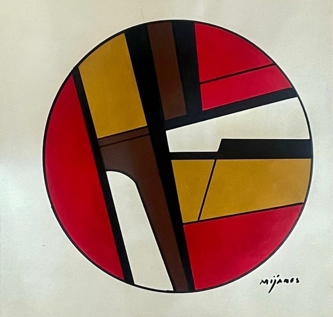 Jose Maria Mijares: (Sketch for Decoration of Ceramic and enamel Dishes) Medium: Acrylic and Ink on Cardboard. 12.9"x13.5"
