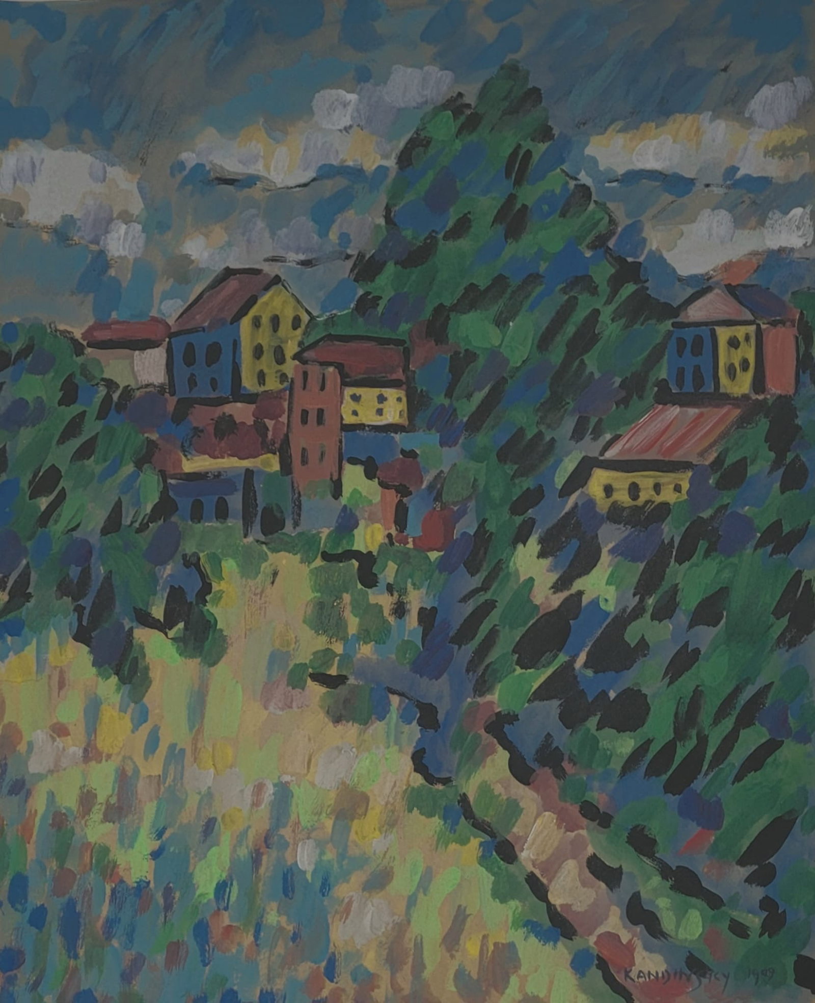 Wassily Kandinsky Atrib: Gouache on Paper. 14" x 11"