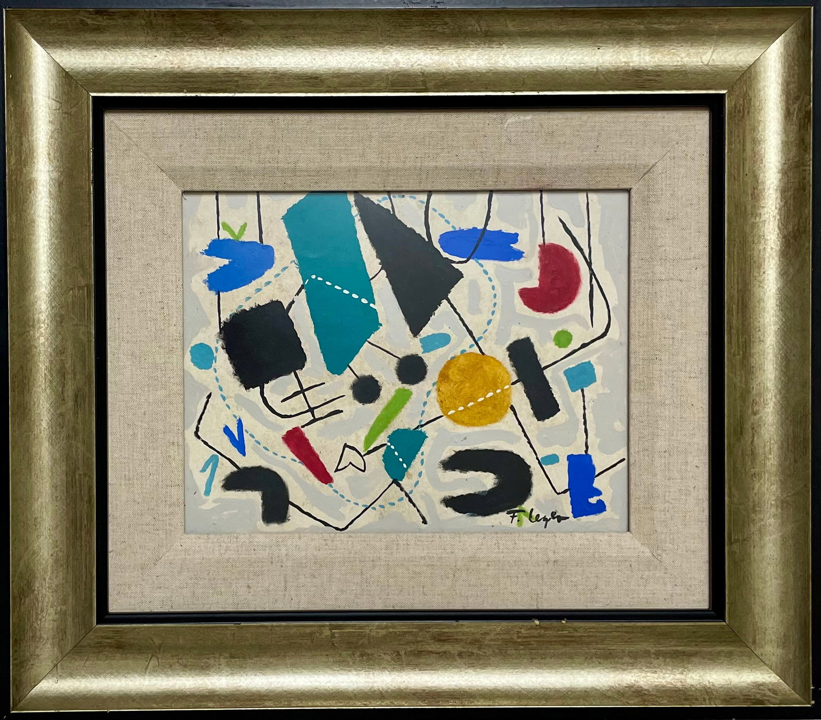 Fernad Leger (manner of ): Mixed media on carboard 16 x 18.5 inches