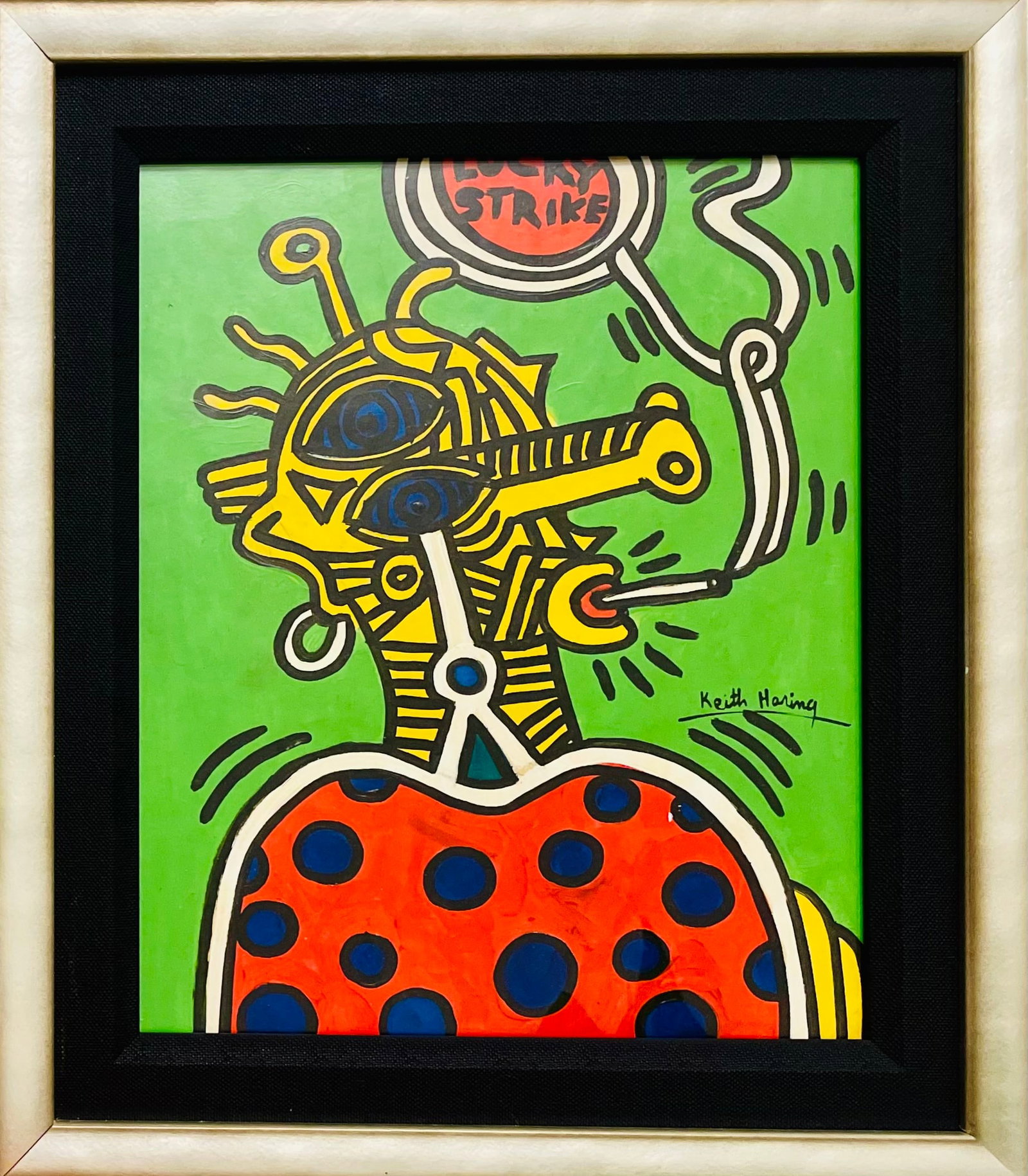 Keith Haring (manner ): Mixed media on carboard) 34 x 27 cm