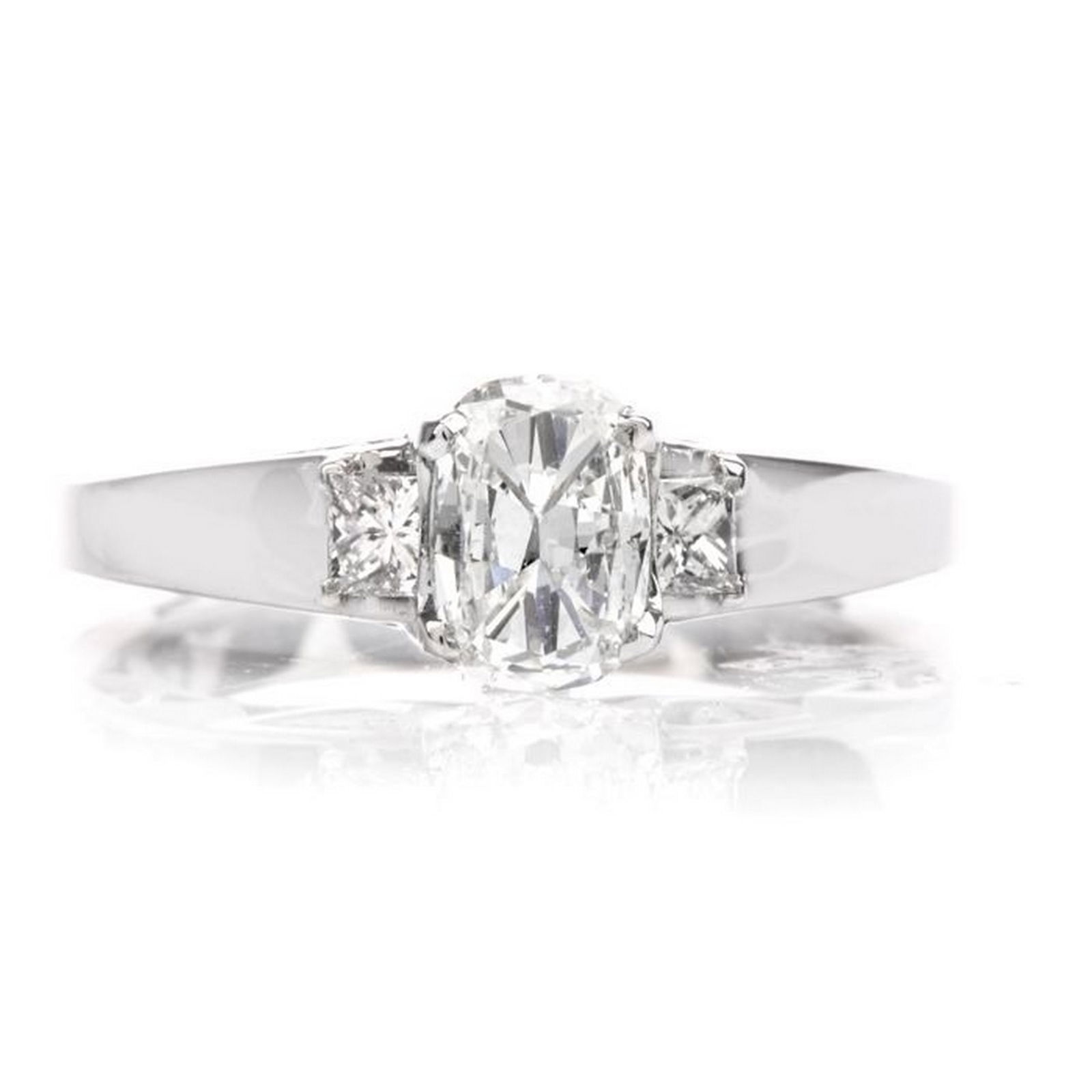 TACORI 1.13CTS GIA CUSHION DIAMOND PLATINUM THREE STONE ENGAGEMENT RING (1 of 7)